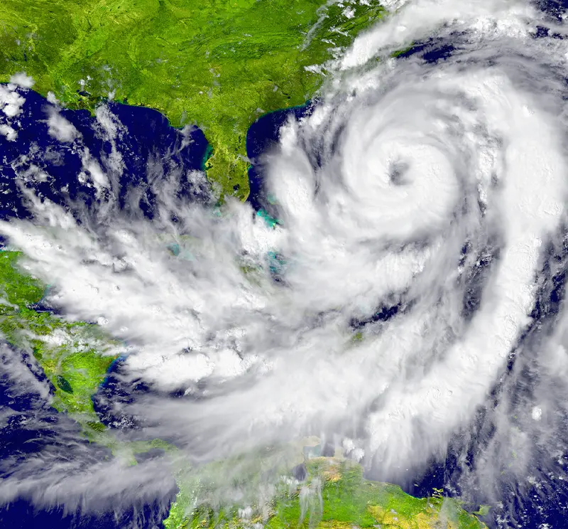 Photo of a hurricane approaching the southeastern US